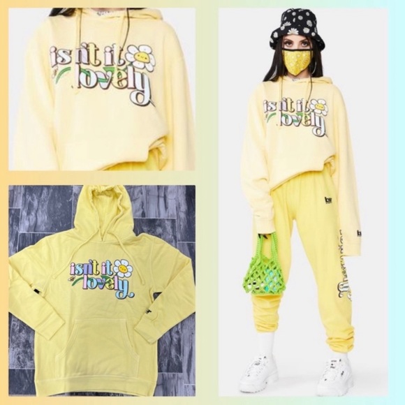 BSR by Samii Ryan Isn't it Lovely Yellow Hoodie small large - Picture 2 of 2